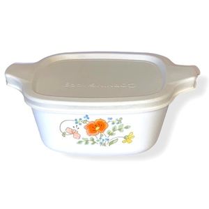 VTG Petite Corning Ware Casserole Dish | Wildflower Poppy with Lid Cover